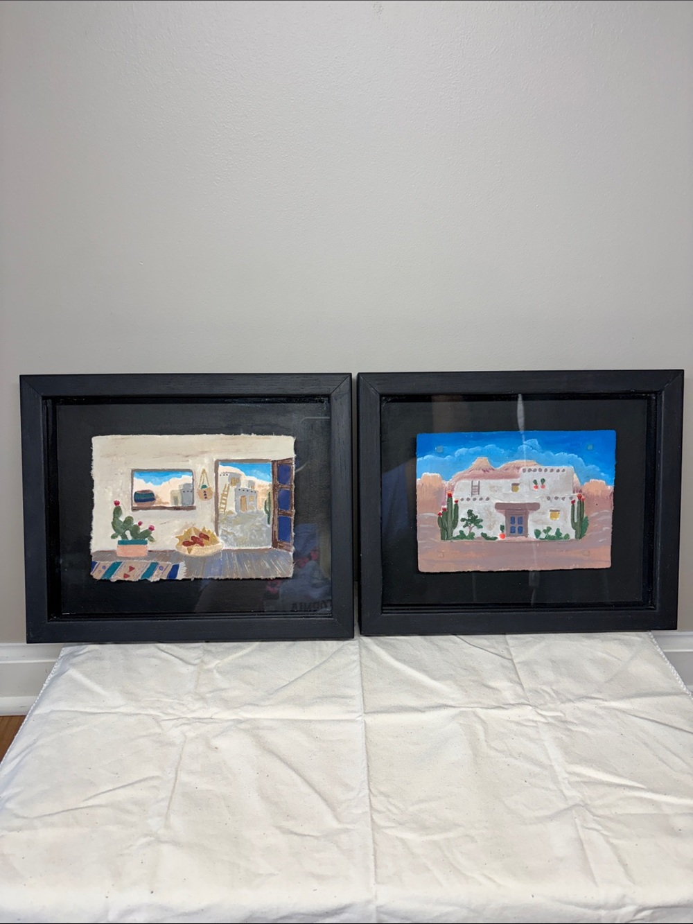 Southwestern Hand Cast Paper Framed Art